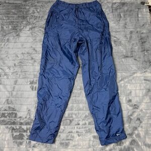 Nike Kids Navy Blue Lined Track Pants Windbreaker Joggers Size L 12-14 Swoosh